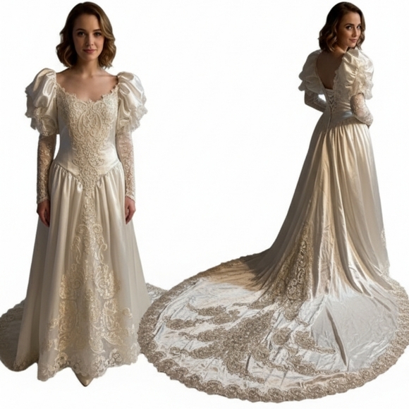 VINTAGE  18TH CENTURY ROCOCO INSPIRED  WEDDING GOWN - Picture 3 of 16